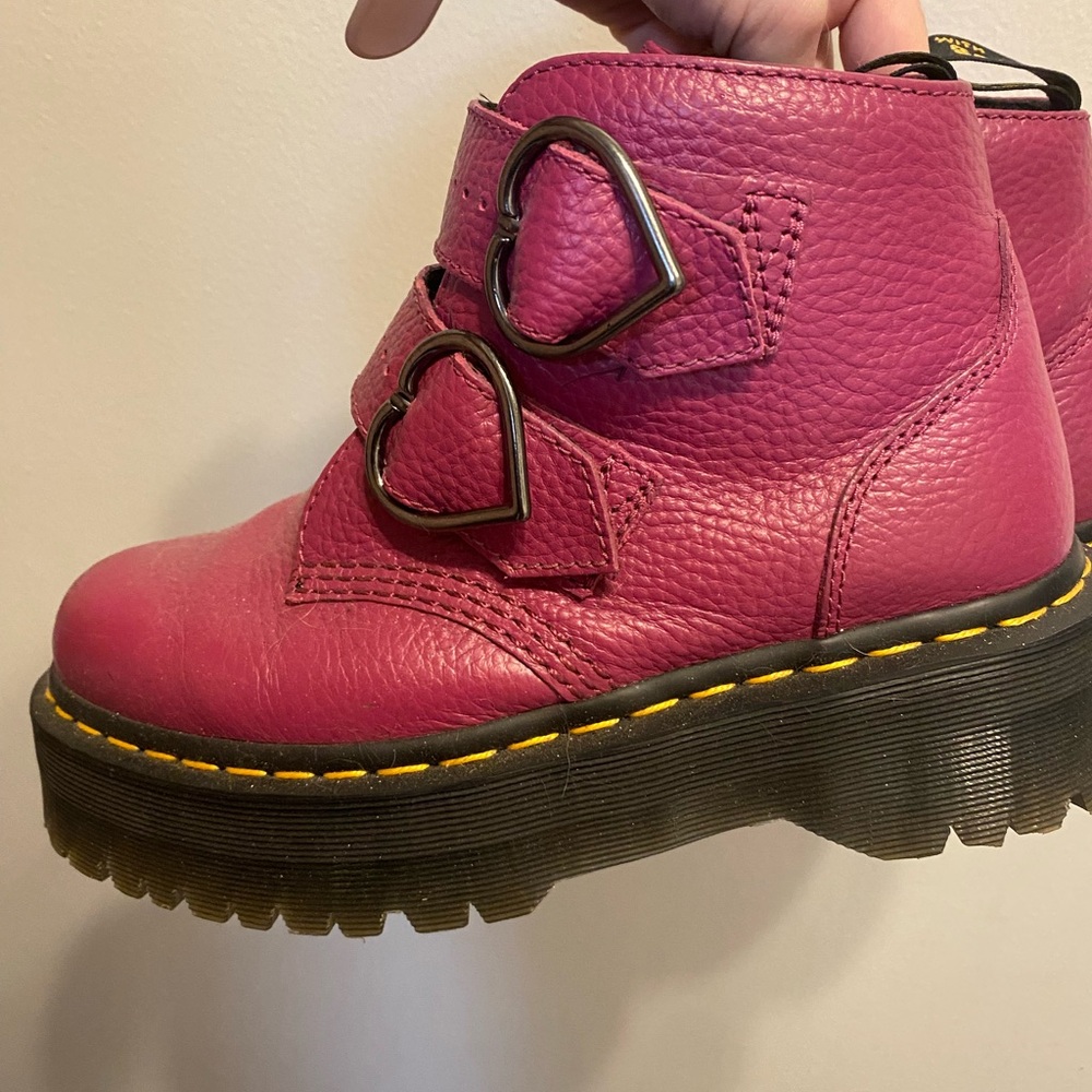 Dr. Martens Pink Heart Buckle Boots
